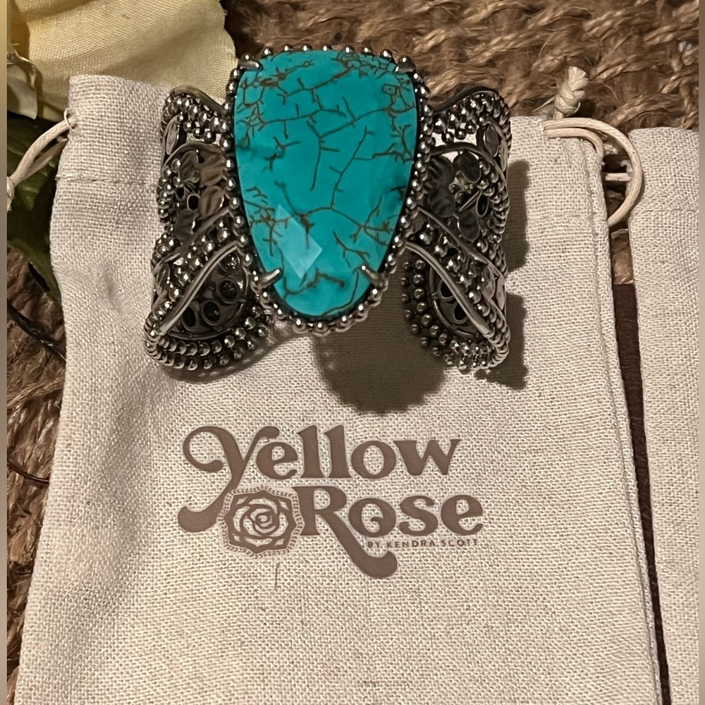 Kendra Scott Yellow Rose Turquoise and Silver Abena Cuff